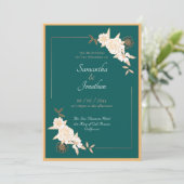 Vert foncé avec Roses de crème Faire-part de maria (Debout devant)