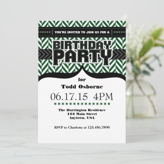 Vert foncé Blanc Noir Noir Fosse Invitation d'anni (Debout devant)