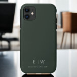 Vert foncé Élégant Moderne Minimaliste Monogramme<br><div class="desc">Élevez votre smartphone avec notre coque iphone de nom Monogramme minimaliste moderne classique élégant. Ce coque méticuleusement conçu allie élégance intemporelle et minimalisme contemporain. Conçu à la perfection, il protège non seulement votre appareil, mais ajoute également une touche de style personnalisé. Les options de personnalisation de monogramme et de nom...</div>