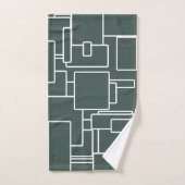 Vert foncé moderne et blanc Abstrait géométrique (Serviette à main)