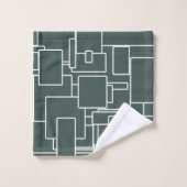Vert foncé moderne et blanc Abstrait géométrique (Gant de toilette)