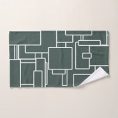 Vert foncé moderne et blanc Abstrait géométrique (Serviette à main)