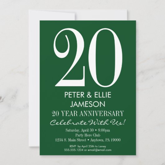Vert foncé Moderne Simple Anniversaire Invitations (Devant)