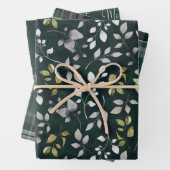 Vert foncé Noël Feuille Aquarelle Plaid  (En situation)