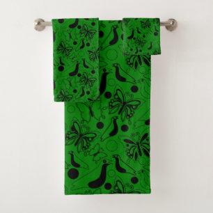 Vert foncé Papillon Vintage Motif d'oiseaux