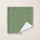 Vert forêt et blanc Bulles modernes Points (Gant de toilette)
