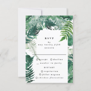 Vert frais Aquarelle moderne Mariage RSVP Card