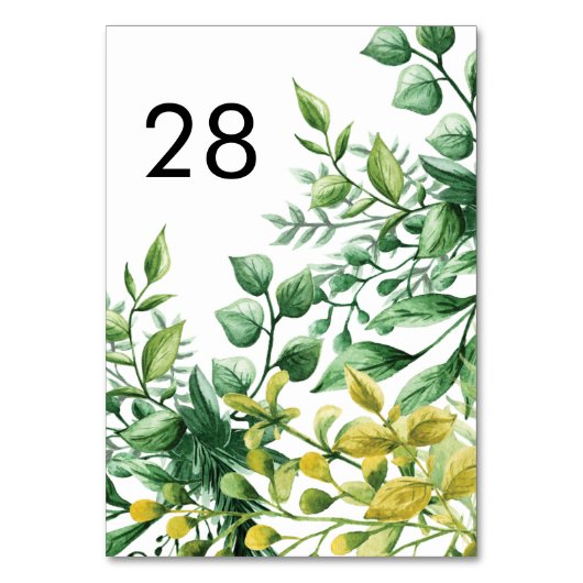 Vert frais Feuillu Plante Mariage Numéros de table (Par défaut)