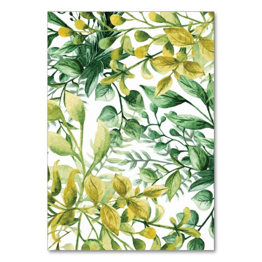 Vert frais Feuillu Plante Mariage Numéros de table (Dos)