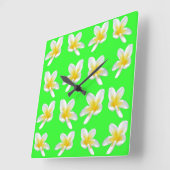 Vert Frangipani Délice, Grande horloge murale Carr (Angle)