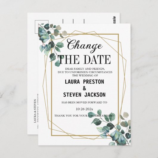 Vert géométrique moderne changer la carte postale  (Devant / Derrière)