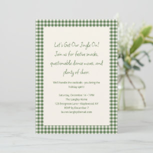 Vert Gingham Carreaux Invitation Drôle de Fête de