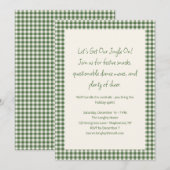 Vert Gingham Carreaux Invitation Drôle de Fête de (Devant / Derrière)