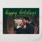 Vert + Gold Foil Joyeux Cartes photos de vacances (Recto)