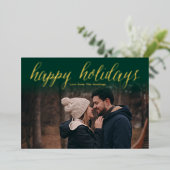 Vert + Gold Foil Joyeux Cartes photos de vacances (Debout devant)