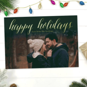 Vert + Gold Foil Joyeux Cartes photos de vacances