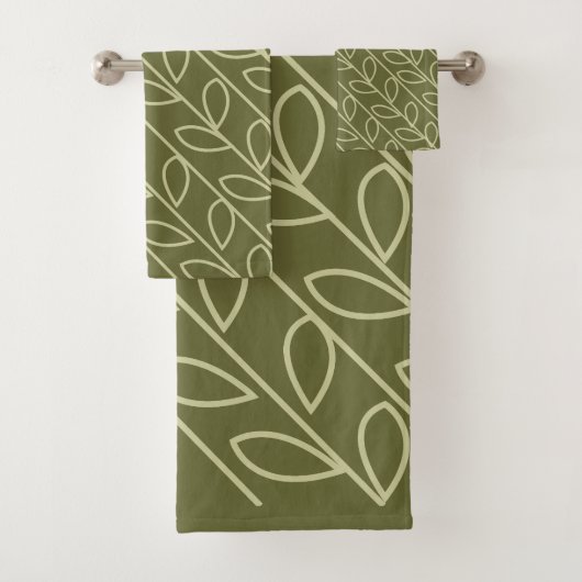 Vert gris couleur Motif feuille florale (En situation)