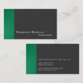 Vert gris foncé élégant Carte de visite profession (Devant / Derrière)