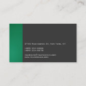 Vert gris foncé élégant Carte de visite profession (Dos)
