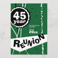 Vert invitation de la Réunion de classe de 45 ans