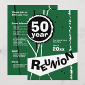 Vert invitation de la Réunion de classe de 50 ans (Devant / Derrière)