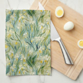 Vert Jaune Botanique Iris Motif Serviettes de cuis (Quart Plié)