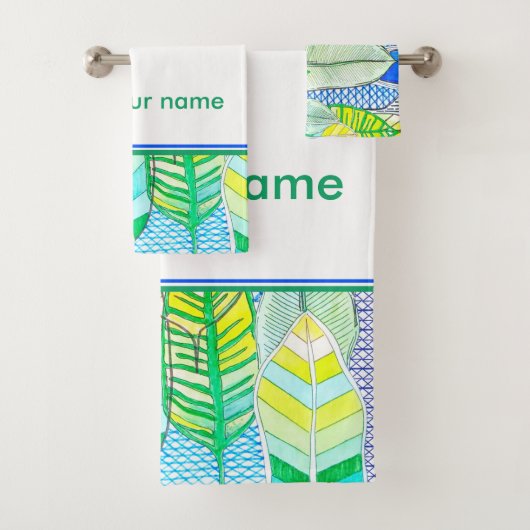 Vert jaune moderne Boho Tropical Nom du monogramme (En situation)