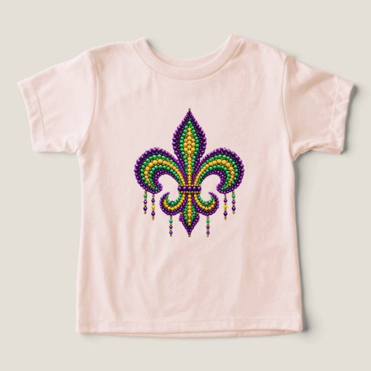 Vert jaune pourpre Mardi Gras fleur de lis (Design Recto)