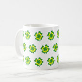 Vert Jaune Quatre Feuilles Clover Simple Mug café (Devant gauche)