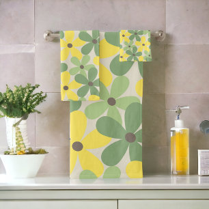 Vert jaune rétro Y2K les années 70 Fleur Motif