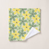 Vert jaune rétro Y2K les années 70 Fleur Motif (Gant de toilette)