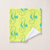 Vert Jaune Seahorse Sea Horse Beach Océan Animal (Gant de toilette)