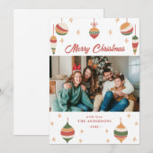 Vert Joyful Noël Orament Cartes photos de famille (Devant / Derrière)