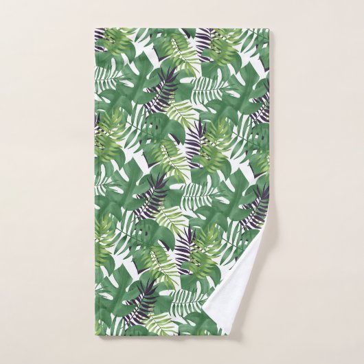 Vert Jungle Feuille Nature sans couture Motif blan (Serviette à main)