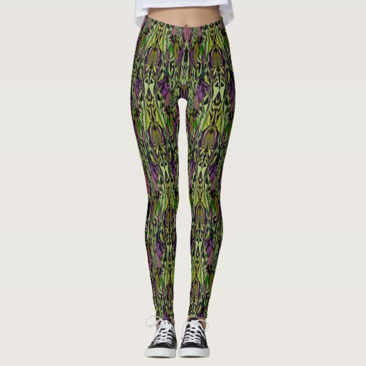 Vert - Leggings pour femmes multicolores (Devant)