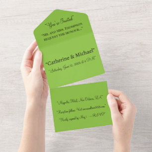 Vert Lime Tout En Un Faire-part de mariage - Lumin