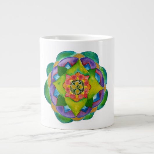 Vert Mandala Aquarelle Peinture Os Chine Mug (Devant)