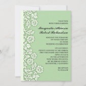 vert menthe fleurit jolies invitations de mariage (Devant)