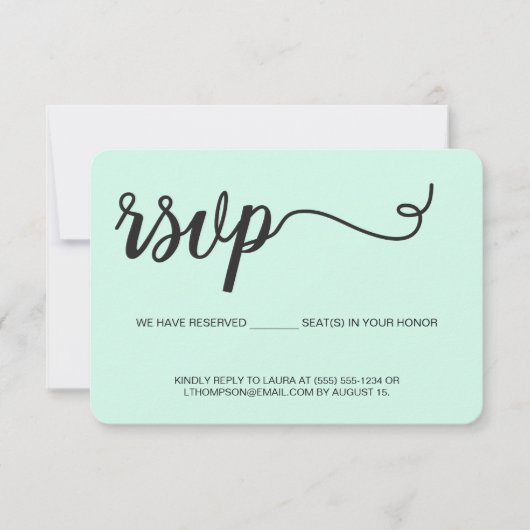 Vert menthe RSVP sans envoi Siège réservé (Devant)