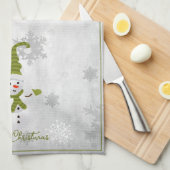 Vert mignon Snowman Serviette de cuisine de vacanc (Quart Plié)