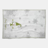 Vert mignon Snowman Serviette de cuisine de vacanc (Horizontal)