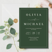 Vert minimaliste Faire-part de mariage moderne élé