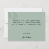 Vert minimaliste Merci bohème mariage (Dos)