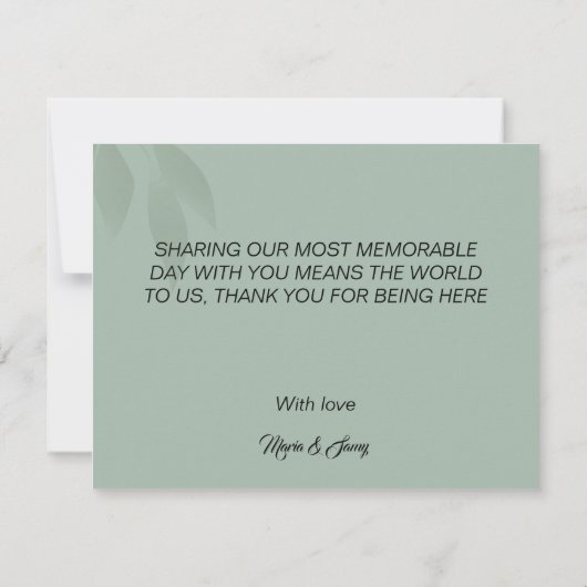 Vert minimaliste Merci bohème mariage (Dos)