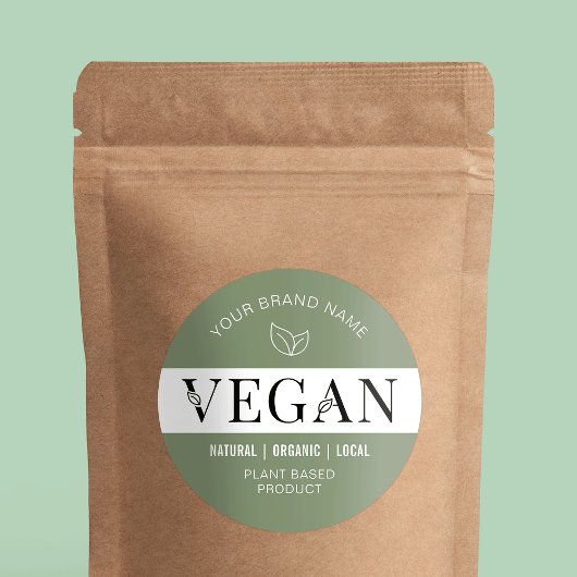 Vert moderne 100% Vegan Produit Étiquette