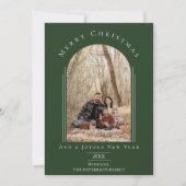 Vert moderne Arch Frame Carte photo de vacances (Devant)