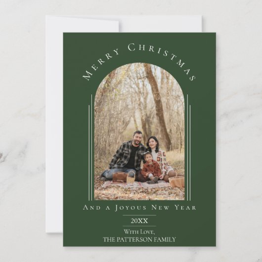 Vert moderne Arch Frame Carte photo de vacances (Devant)