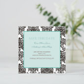 Vert moderne damask enregistrer la carte date (Debout devant)