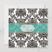 Vert moderne damask enregistrer la carte date (Dos)