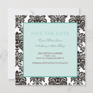 Vert moderne damask enregistrer la carte date